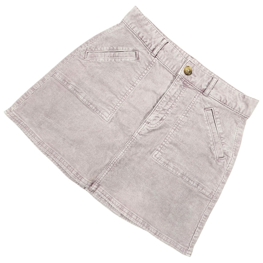 American Eagle Mauve Corduroy Mini Skirt Super Stretch‎ A-Line Pockets Size 2